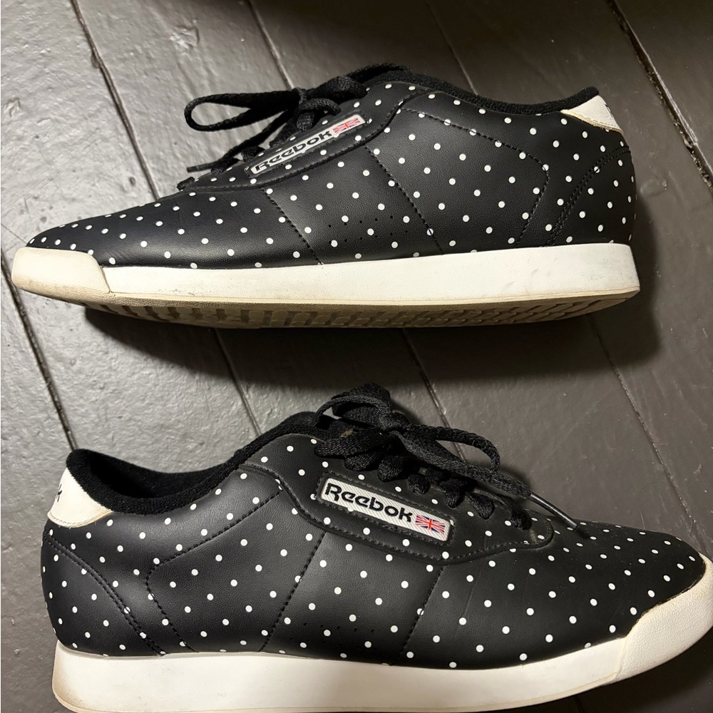 Reebok Black and White Polka Dot Athletic Sneakers
